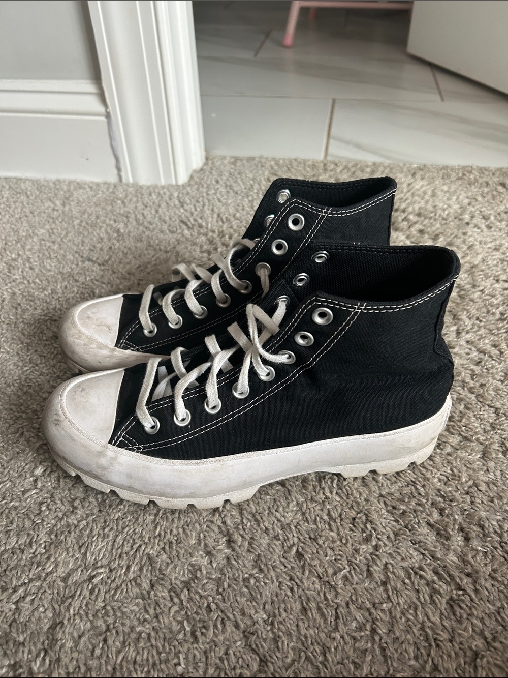Converse high top black platform sneakers